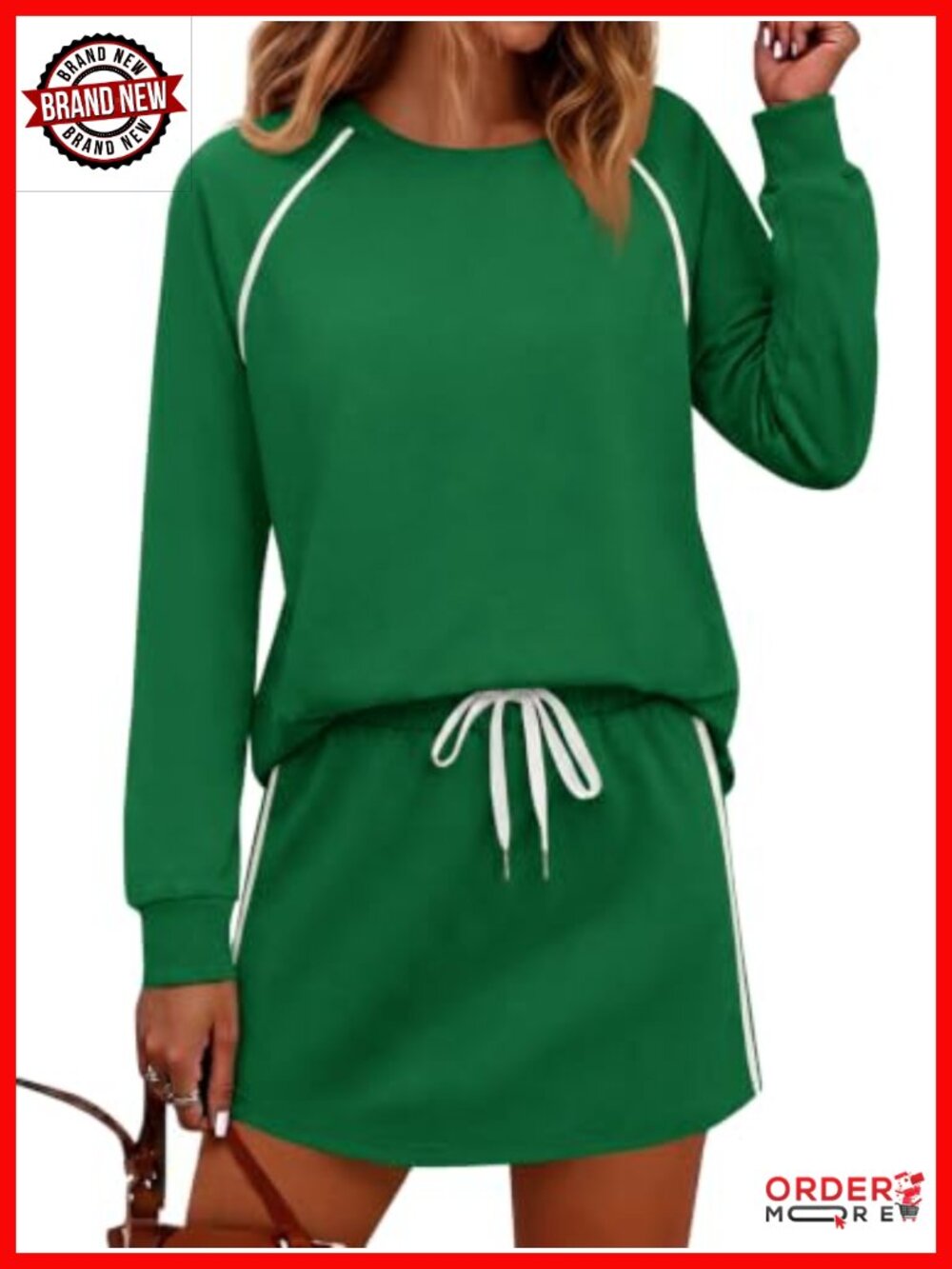 Women's 2 Piece Skirt Set Long Sleeve Tee & Skort Tennis Outfit